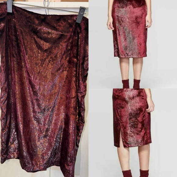 A New Day maroon shimmer skirt - Picture 1 of 6